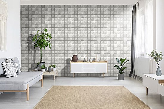 Dax Grey 3D Geometric Wallpaper