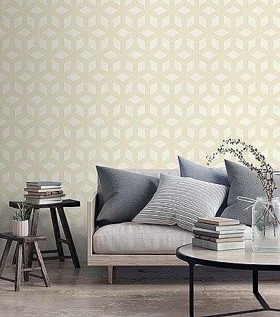 Xander Cream Glam Geometric Wallpaper