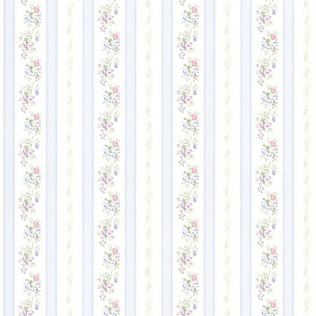 Princess Light Blue Floral Stripe Wallpaper