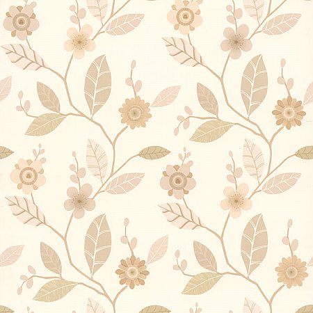 Claudia Beige Retro Blossom Wallpaper