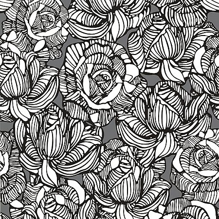 Calista Grey Modern Rose Wallpaper