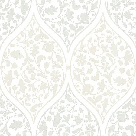 Adelaide Silver Ogee Floral Wallpaper