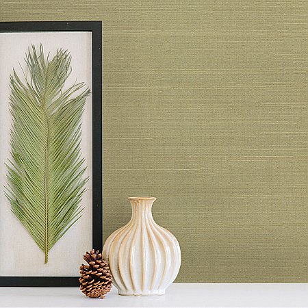 Miyo Green Grasscloth Wallpaper