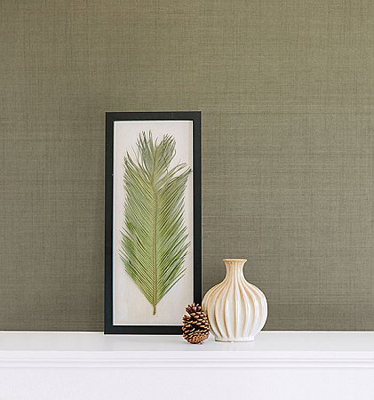 Mirei Light Green Grasscloth Wallpaper