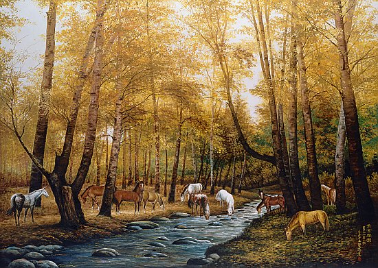 Gathering Horses Wall Mural