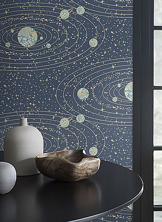 Orbit Navy Celestial Wallpaper