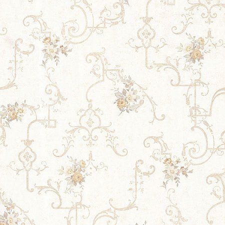 Lori Taupe Floral Trellis Wallpaper