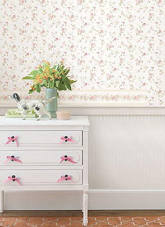 Alex Pink Delicate Satin Floral Trail Wallpaper
