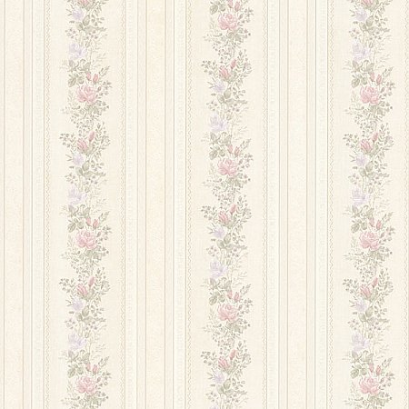 Alexis Pastel Satin Floral Stripe Wallpaper