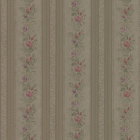 Alexis Olive Satin Floral Stripe Wallpaper