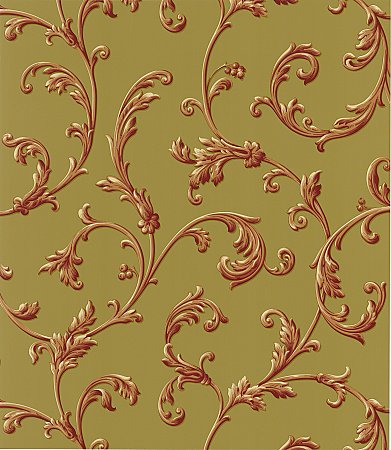 Sylvia Rust Ornate Scroll Wallpaper