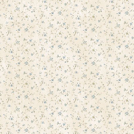 Shelby Blue Calico Floral Wallpaper