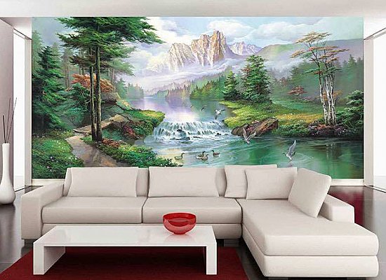 Misty Waters Mural 1618 6018 roomsetting