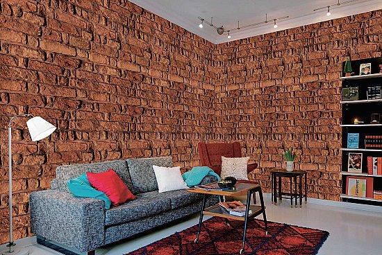 Red Brick Wall Wall Mural Roomsetting