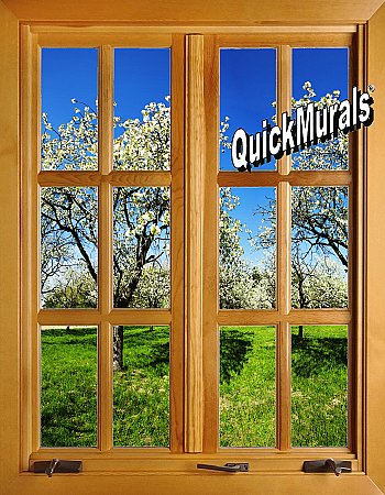 Apple Blossom Window (closed) 1-Piece Peel and Stick Canvas Wall Mural