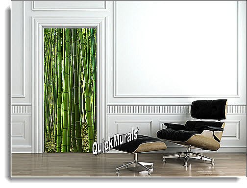 Bamboo Grove 1-piece Peel & Stick Door Mural Roomsetting