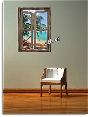 Beach Cabin Window Mural #3 Roomsetting