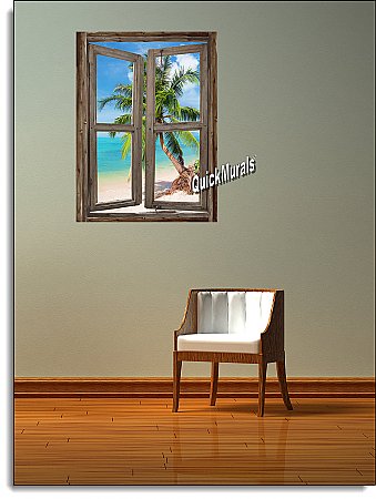 Beach Cabin Window Mural #4 Roomsetting