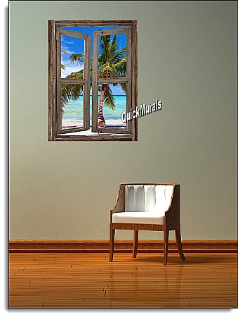 Beach Cabin Window Mural #5 Roomsetting