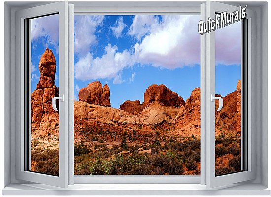 Desert Canyon Window 1-Piece Canvas Peel and Stick Canvas Wall Mural