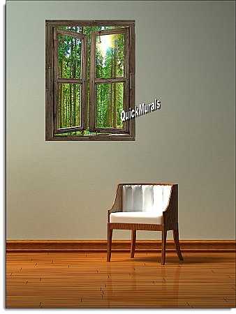 Country Cabin Window Peel and Stick (1 piece) Canvas Wall Mural Roomsetting