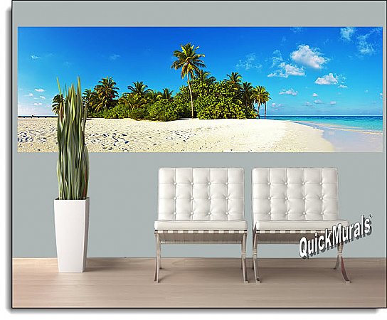 Curacao Island Caribbean One-piece Peel & Stick Canvas Wall Mural Roomsetting