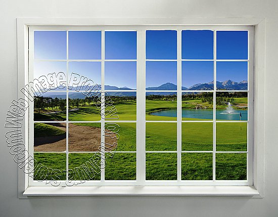 Golf Course Window Peel and Stick Canvas Wall Mural