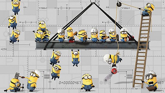 Minions At Work Xl Mural Mid Size Wall Murals The Mural Store