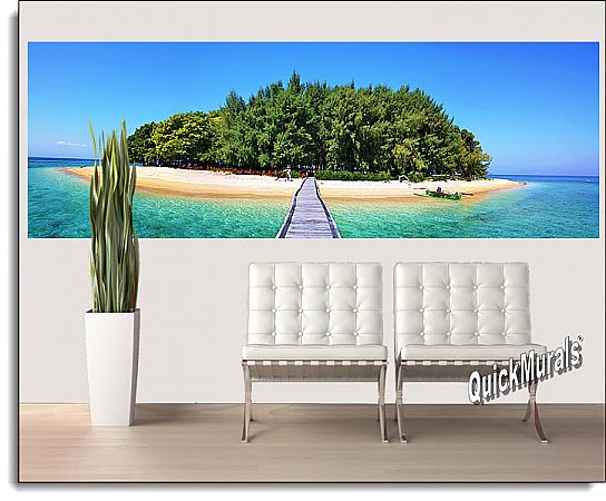 Maldive Island One-piece Peel & Stick Canvas Wall Mural Roomsetting