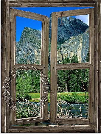 Mountain Cabin Window Mural #3 DT11299 
