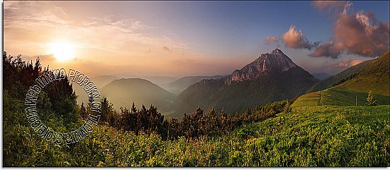 Mountain Sunrise Panoramic One-piece Peel & Stick Canvas Wall Mural