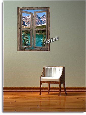 Mountain Cabin Window Mural #2 Roomsetting