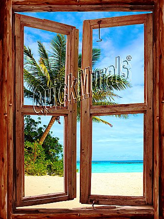 Pirates\' Cove Cabin Window Mural One-piece Peel and Stick Canvas Wall Mural Roomsetting