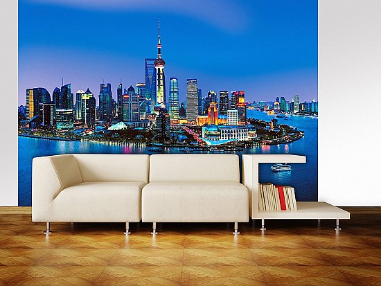 Shanghai Skyline Wall Mural DM135 roomsetting