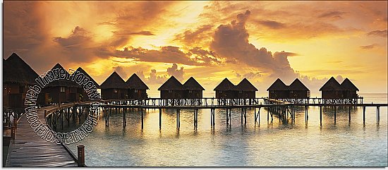 Tiki Resort at Sunset
