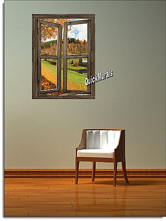  Vermont Cabin Window Peel & Stick (1 piece) Canvas Wall Mural Roomsetting