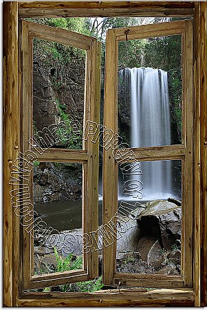 Waterfall Cabin Window Mural #2 