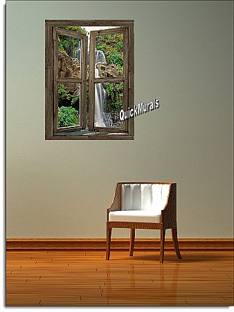 Waterfall Cabin Window Mural #4 Roomsetting