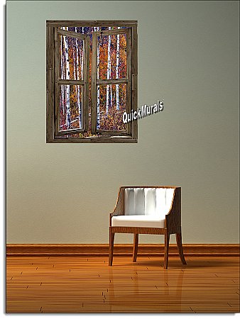 Wilderness Cabin Window Peel and Stick (1 piece) Canvas Wall Mural