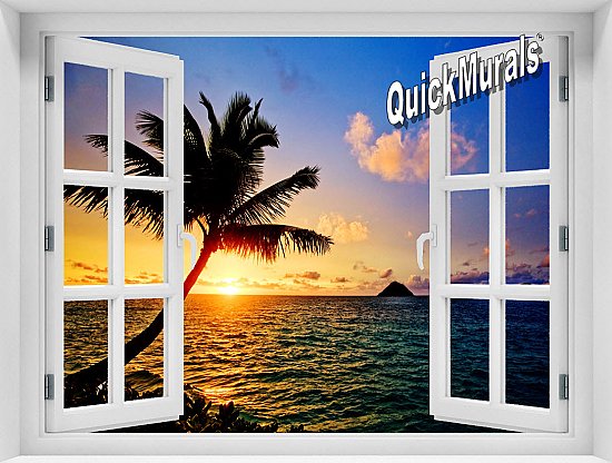 Hawaiian Sunset Window Mural
