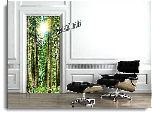 Sunlit Forest Canvas Door Mural roomsetting