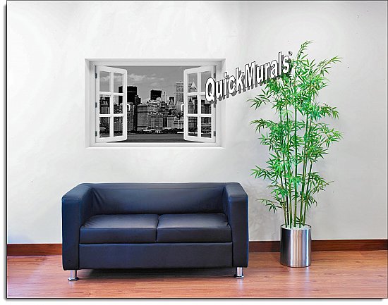 New York City Black and White #2 Window Mural Roomsetting