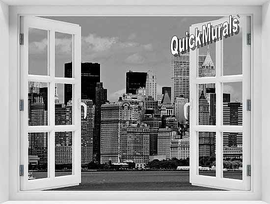 New York City Black and White #1 Window Mural Roomsetting