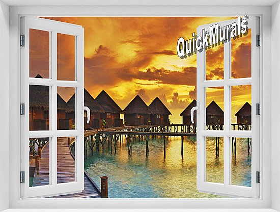 Sunset Resort Window Mural