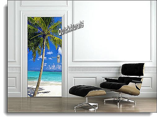Tropical Palm Canvas Door Mural DT156 roomsetting