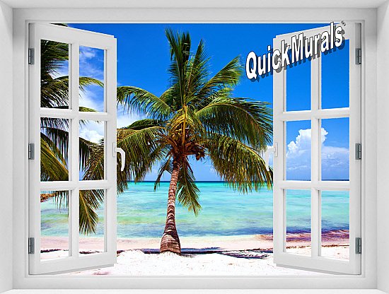 Tropical Beach Window Mural