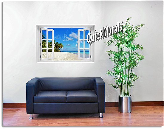 Tropical Escape Window Mural Roomsetting
