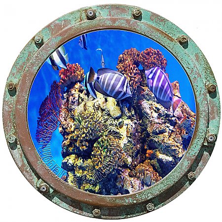Undersea Porthole #3 Peel and Stick Canvas Wall Mural