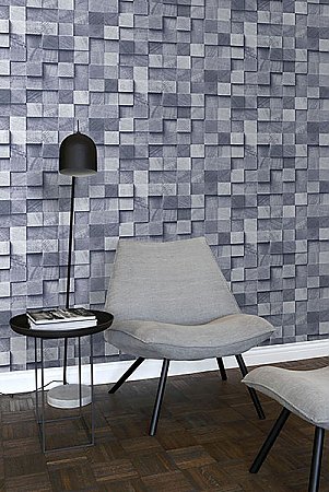 Tevye Blue Wood Geometric Wallpaper