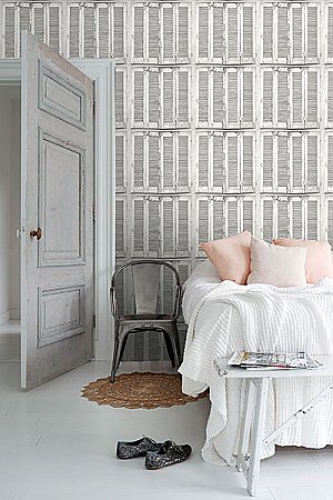 Lansbury Off-White Distressed Shutter Wallpaper